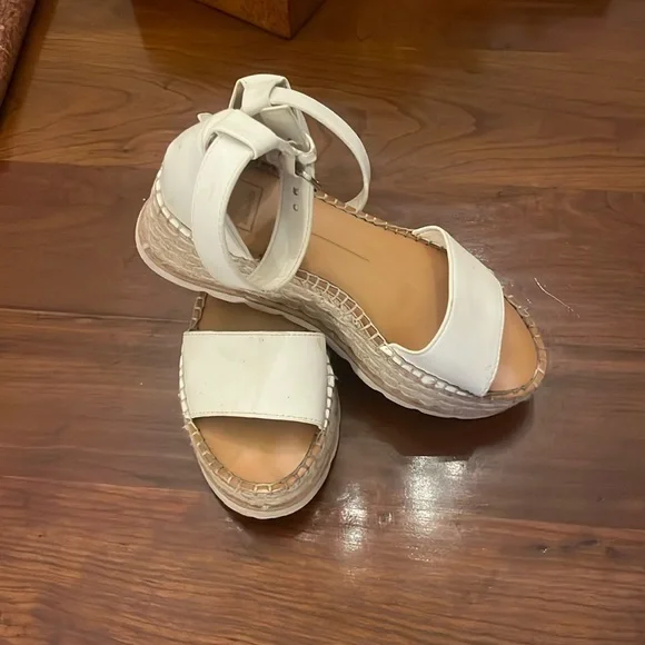 Dolce Vita Larita Leather Espadrilles Platform Sandals Shoes White - Picture 5 of 16
